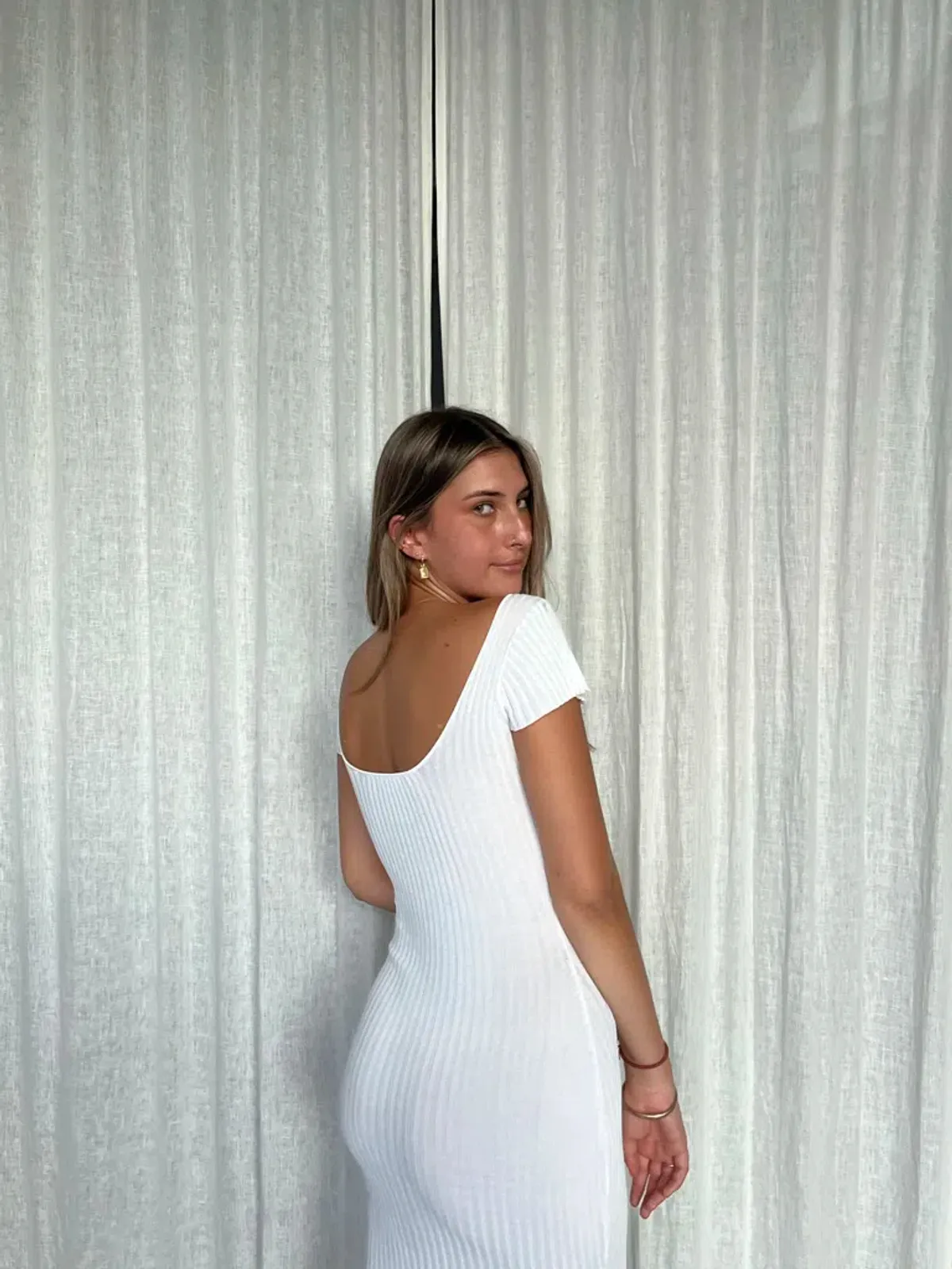 Bec & Bridge Millie Knit Midi Dress White Size 6 - Image 6