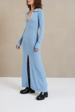 Bec & Bridge Freya Long Sleeve Knit Maxi Dress Sky Blue Size 6 for rent on The Volte - image 2