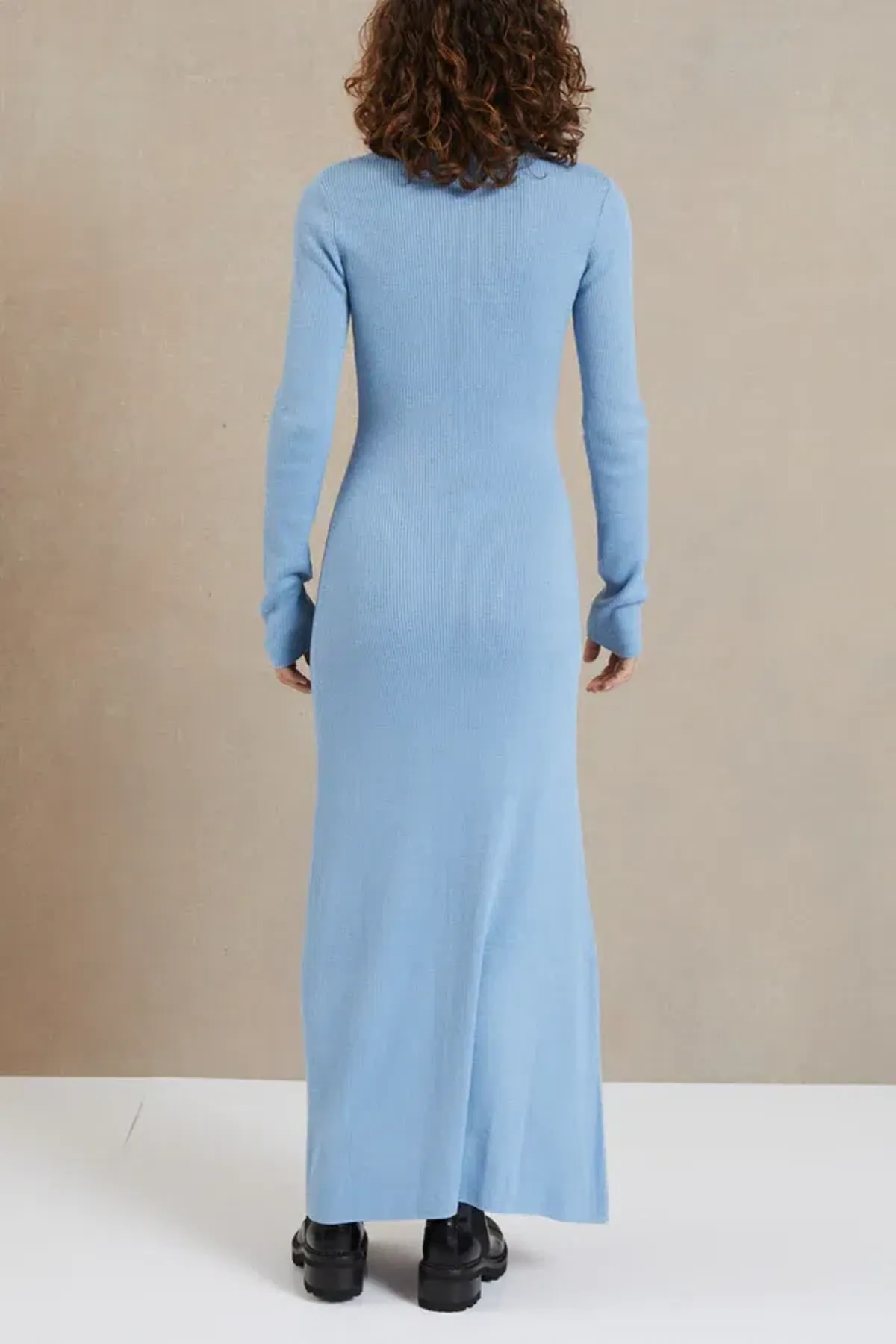Bec & Bridge Freya Long Sleeve Knit Maxi Dress Sky Blue Size 6 - Image 3