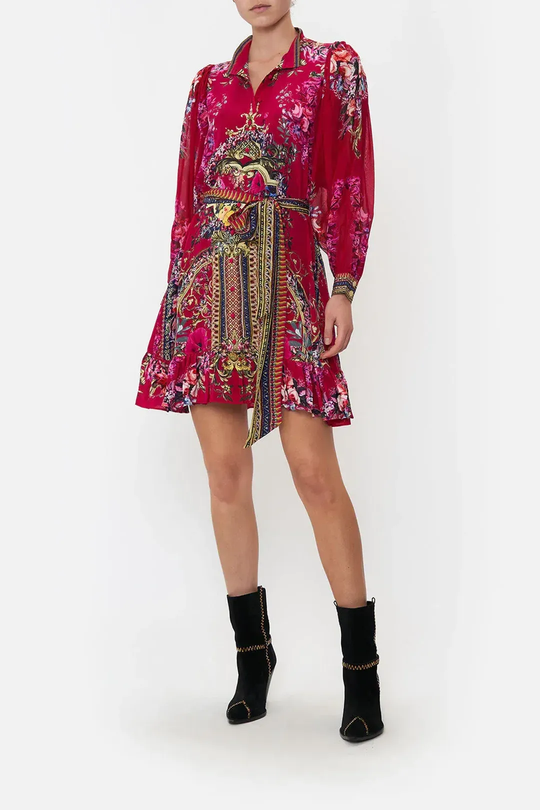 Camilla Drop Sleeve Shirt Mini Dress Boheme Blooms Size XL / AU 16 for rent on The Volte - main image