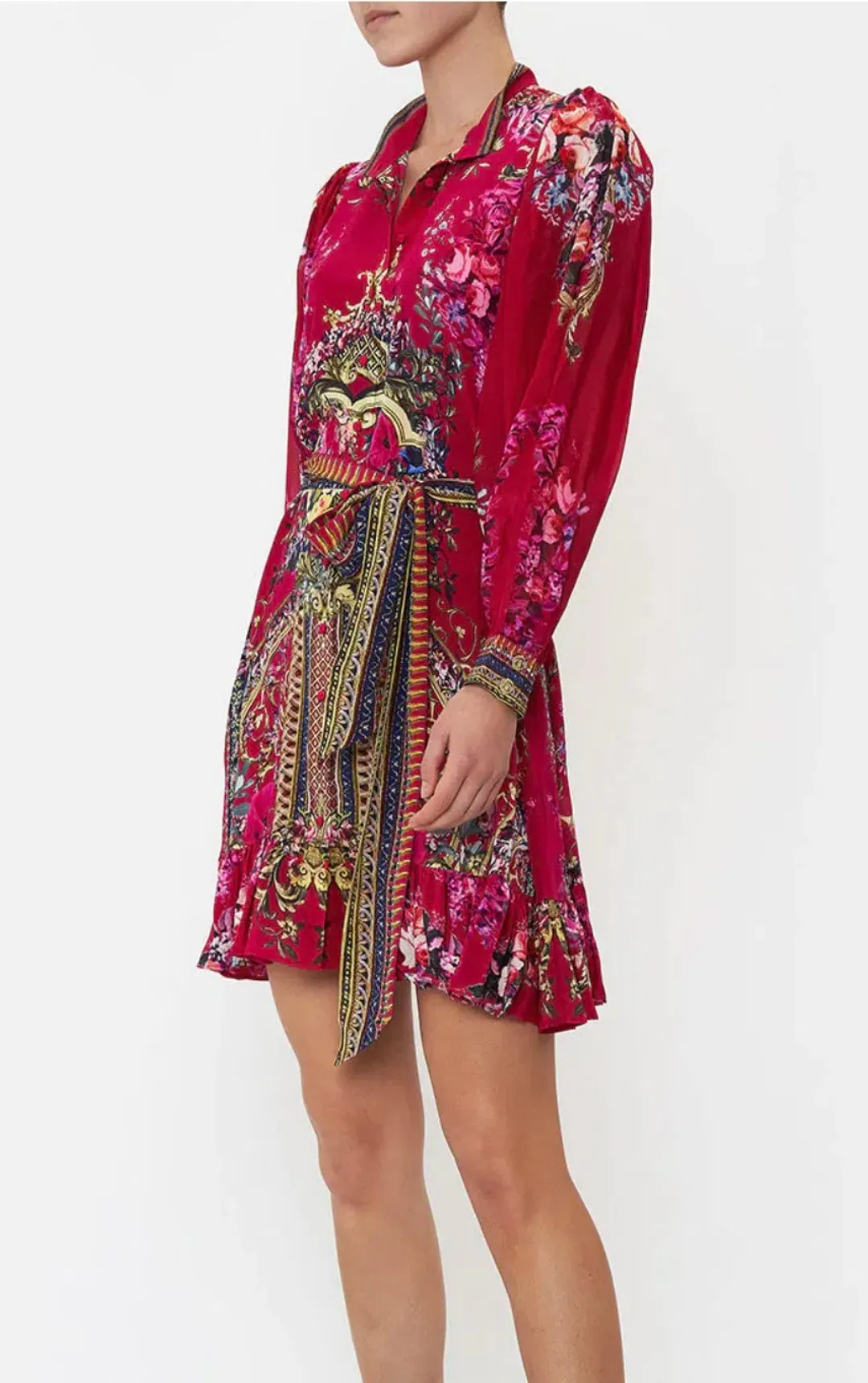 Camilla Drop Sleeve Shirt Mini Dress Boheme Blooms Size XL / AU 16 for rent on The Volte - main image