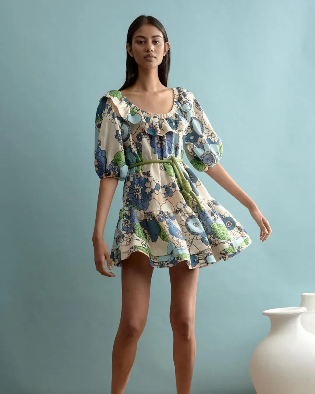 Alemais Farrah Ruffle Mini Dress Print Size 14 for rent on The Volte - main image