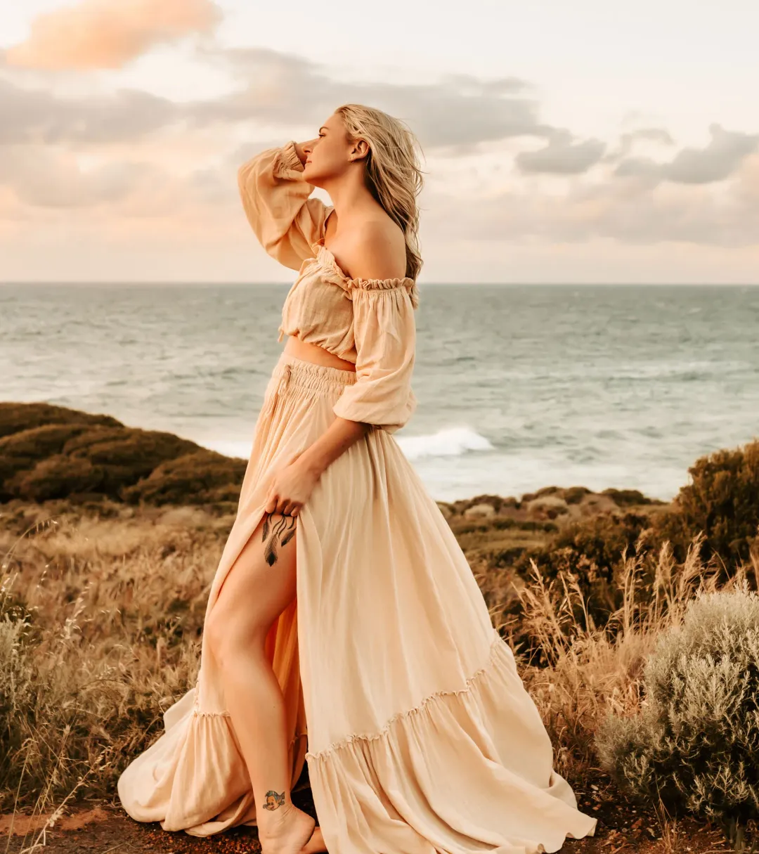We Are Reclamation There Is Nothing Quite Like You Two Piece Maternity Gown Dark Ivory One Size for rent on The Volte - main image