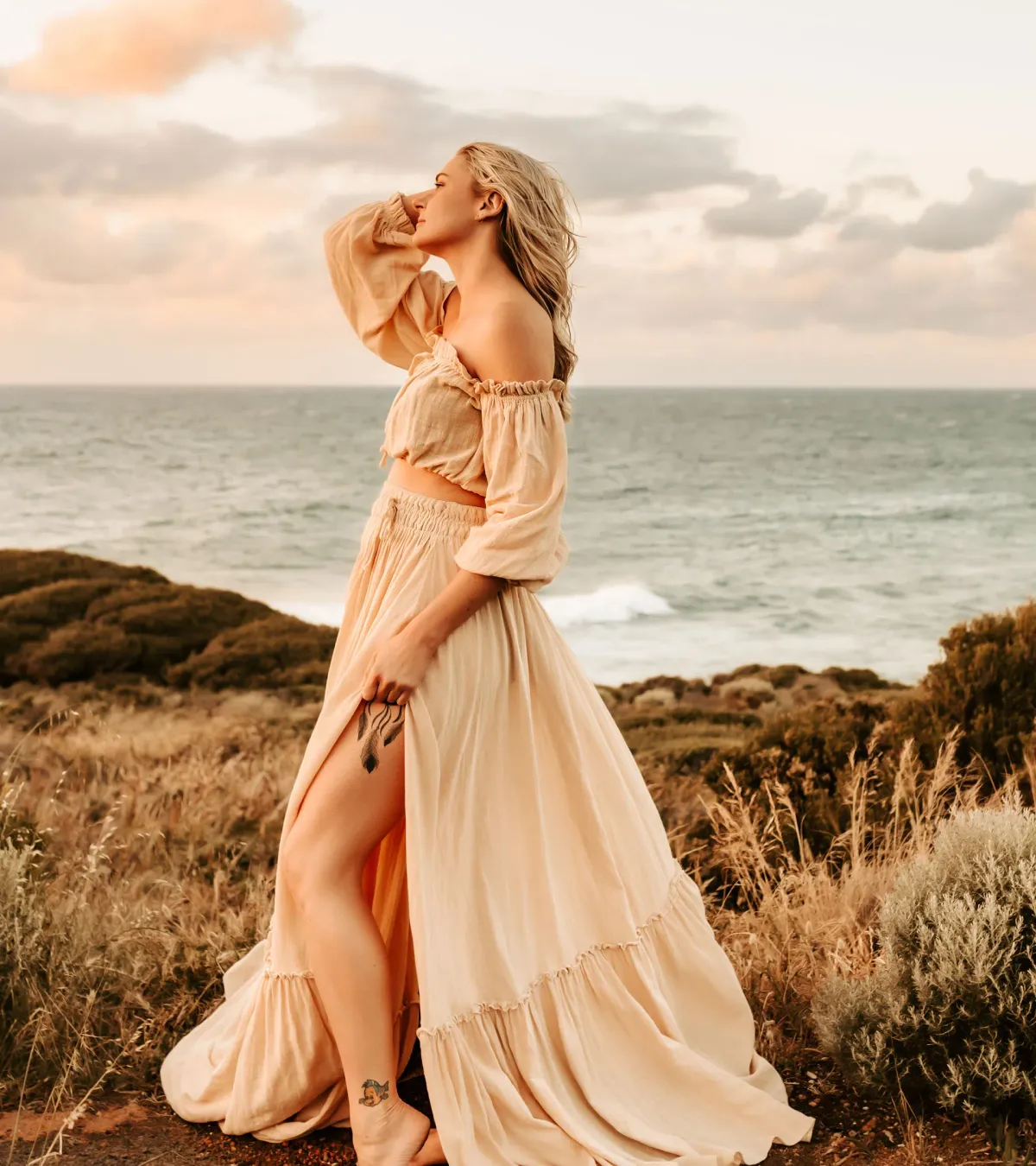 We Are Reclamation There Is Nothing Quite Like You Two Piece Maternity Gown Dark Ivory One Size - Image 1