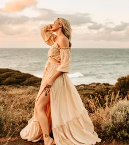 We Are Reclamation There Is Nothing Quite Like You Two Piece Maternity Gown Dark Ivory One Size for rent on The Volte - image 1
