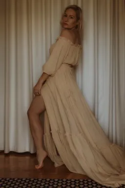 We Are Reclamation There Is Nothing Quite Like You Two Piece Maternity Gown Dark Ivory One Size for rent on The Volte - image 6