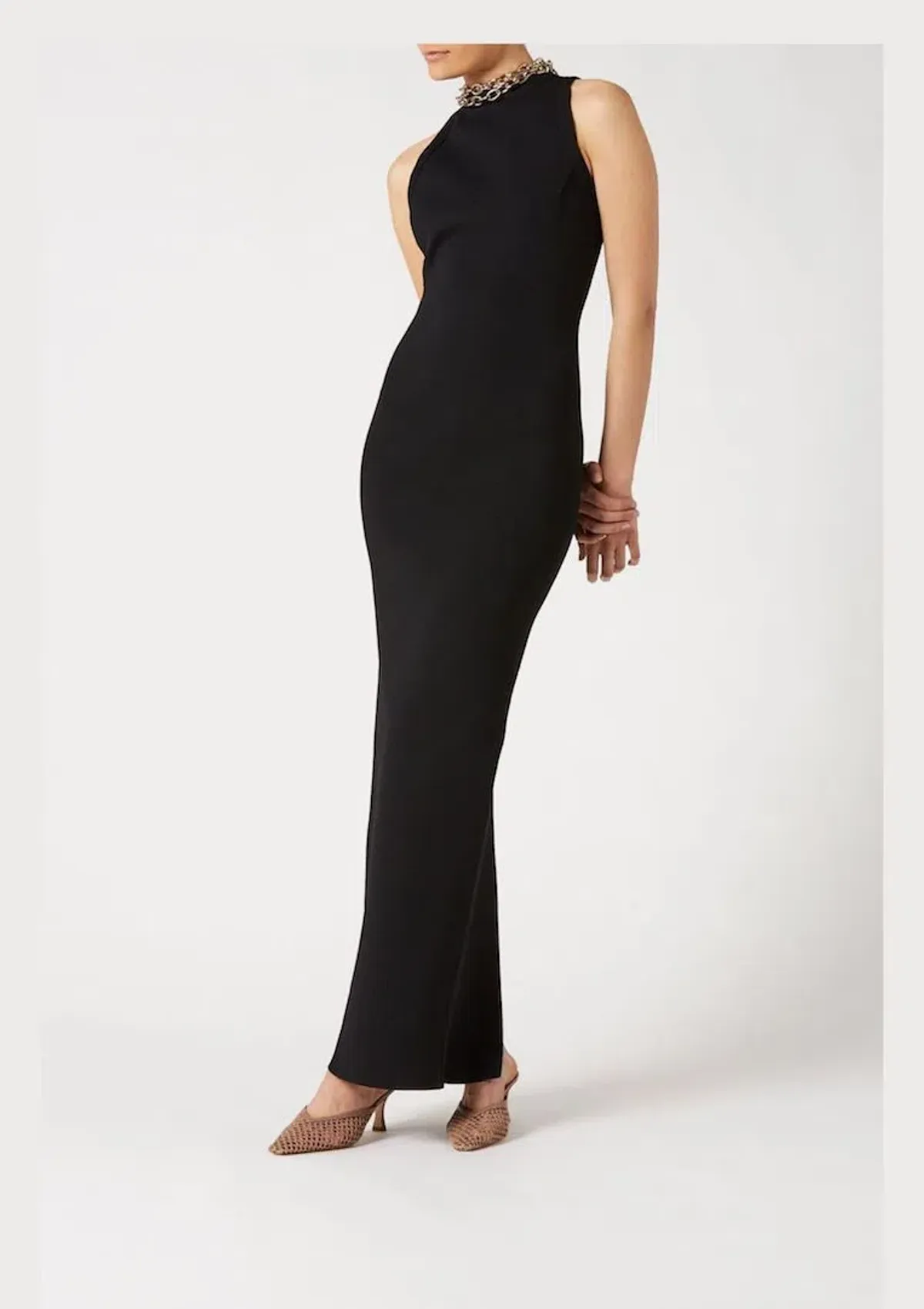 Scanlan Theodore Crepe Knit Curve Back Gown Black Size XS / Au 6 - Image 1
