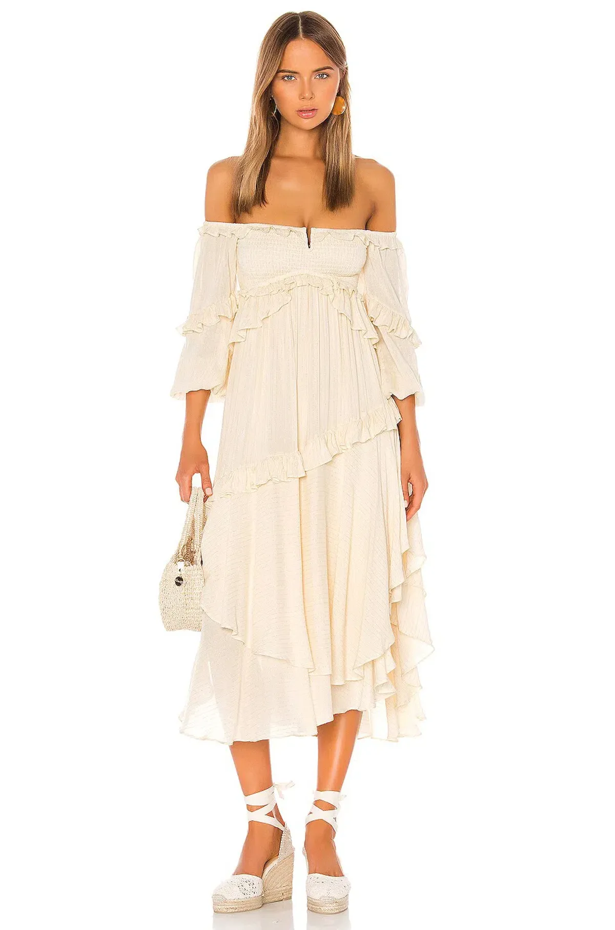 Spell Clementine Mermaid Midi Dress Cream Size S for rent on The Volte - main image