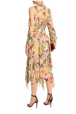 Nicholas Cold-shoulder ruffled floral-print silk crepe de chine midi dress for rent on The Volte - image 2