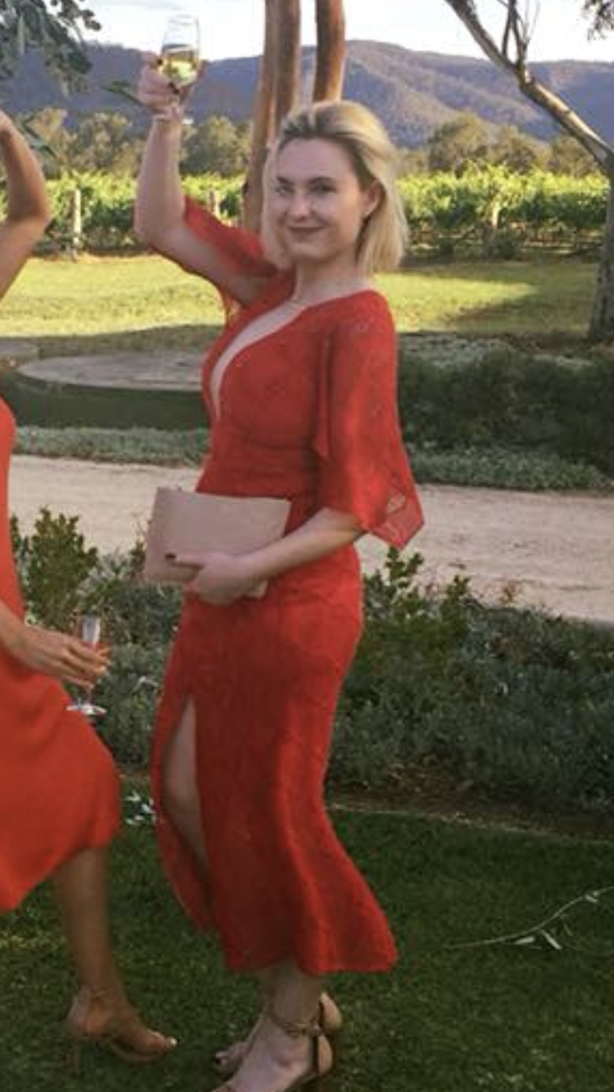 Manning Cartel Red lace dress for rent on The Volte - main image
