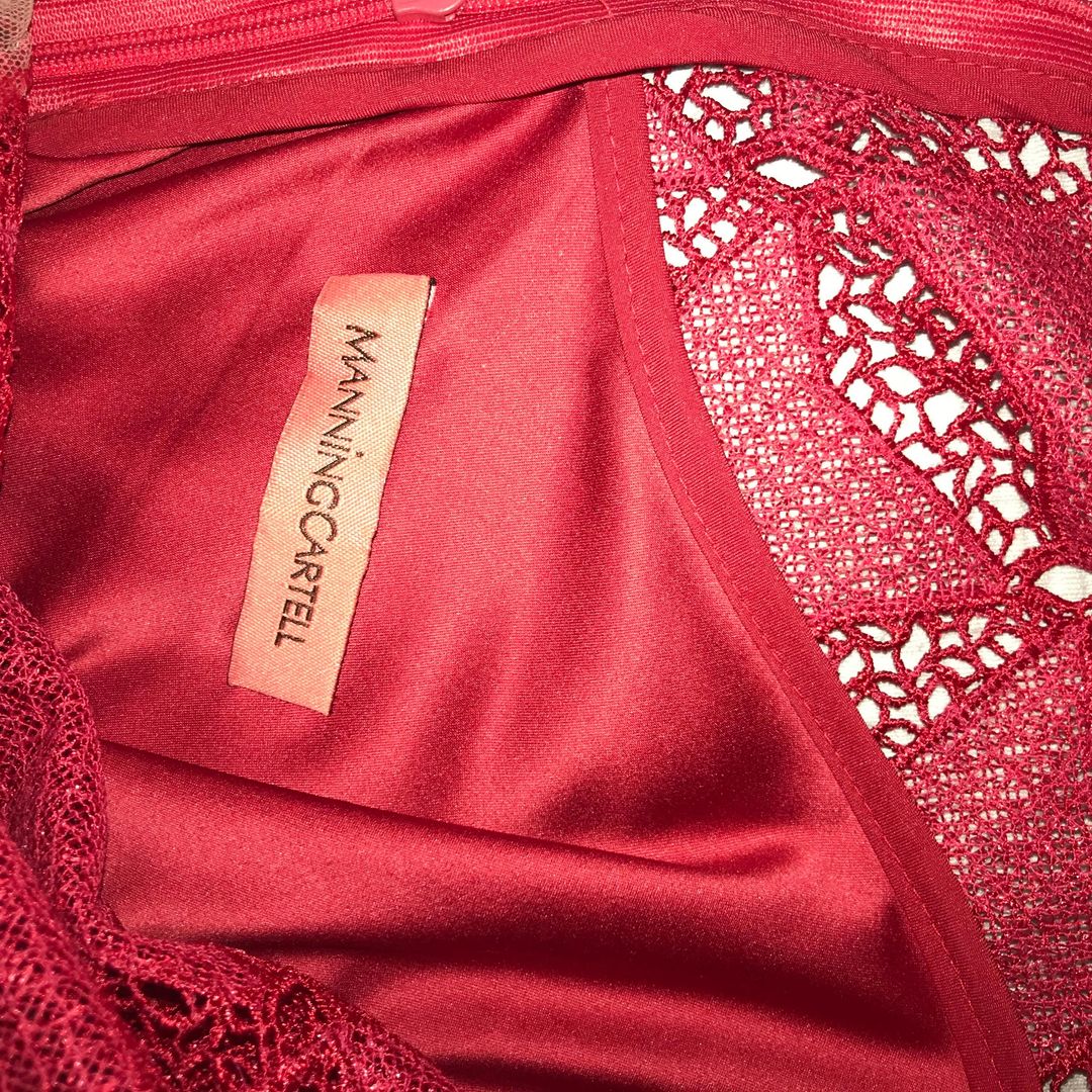Manning Cartel Red lace dress for rent on The Volte - main image