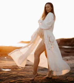 Chasing Unicorns Entering The Dreamland Kimono Dress Cream Size L for rent on The Volte - image 1