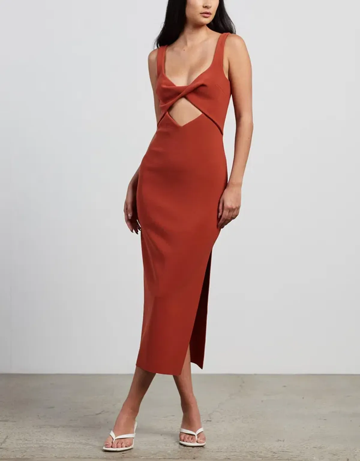 BEC + BRIDGE Joelle Midi Dress ORANGE Size AU 6 for rent on The Volte - main image
