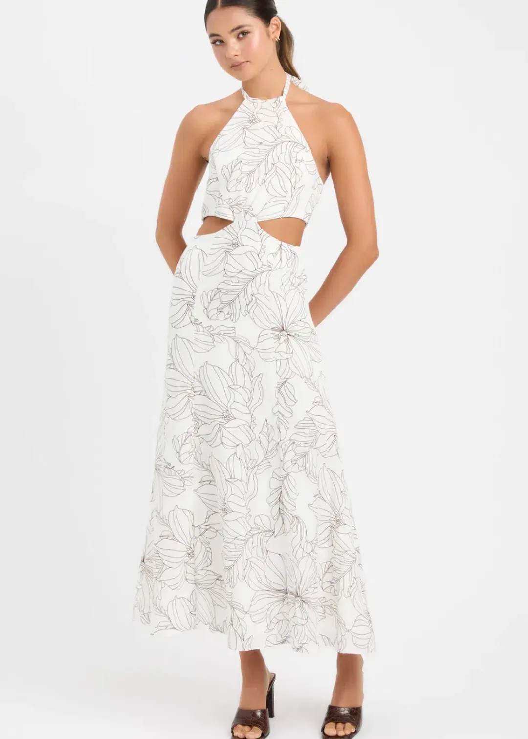 Kookai Lyra Cut Out Midi Dress Print Size 12 for rent on The Volte - main image