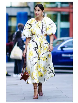 Aje Mimosa Cut-out Midi Dress In Wattle Print Size 8 for rent on The Volte - image 6