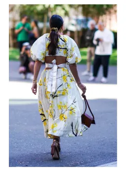 Aje Mimosa Cut-out Midi Dress In Wattle Print Size 8 for rent on The Volte - image 5