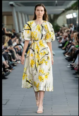 Aje Mimosa Cut-out Midi Dress In Wattle Print Size 8 for rent on The Volte - image 7