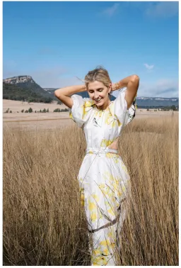 Aje Mimosa Cut-out Midi Dress In Wattle Print Size 8 for rent on The Volte - image 4