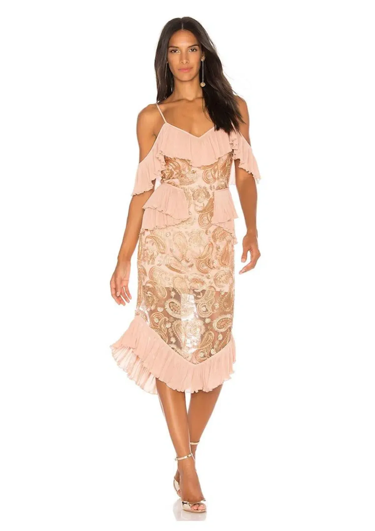 Alice McCall We Could Be Friends Midi Dress Rose Gold Size 6 for rent on The Volte - main image