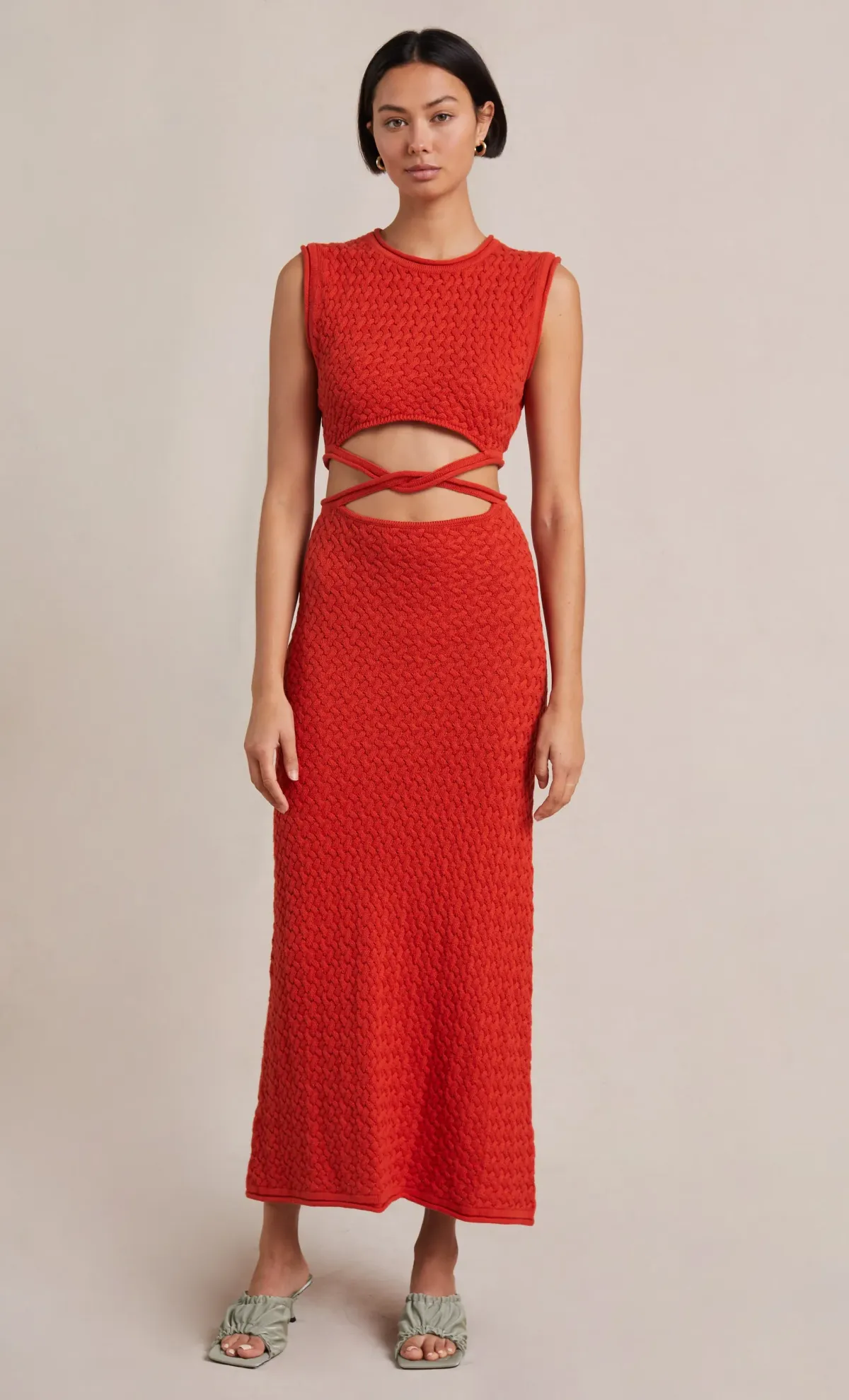 Bec & Bridge Effie Knit Cut Out Maxi Dress Red Size 14 - Image 1