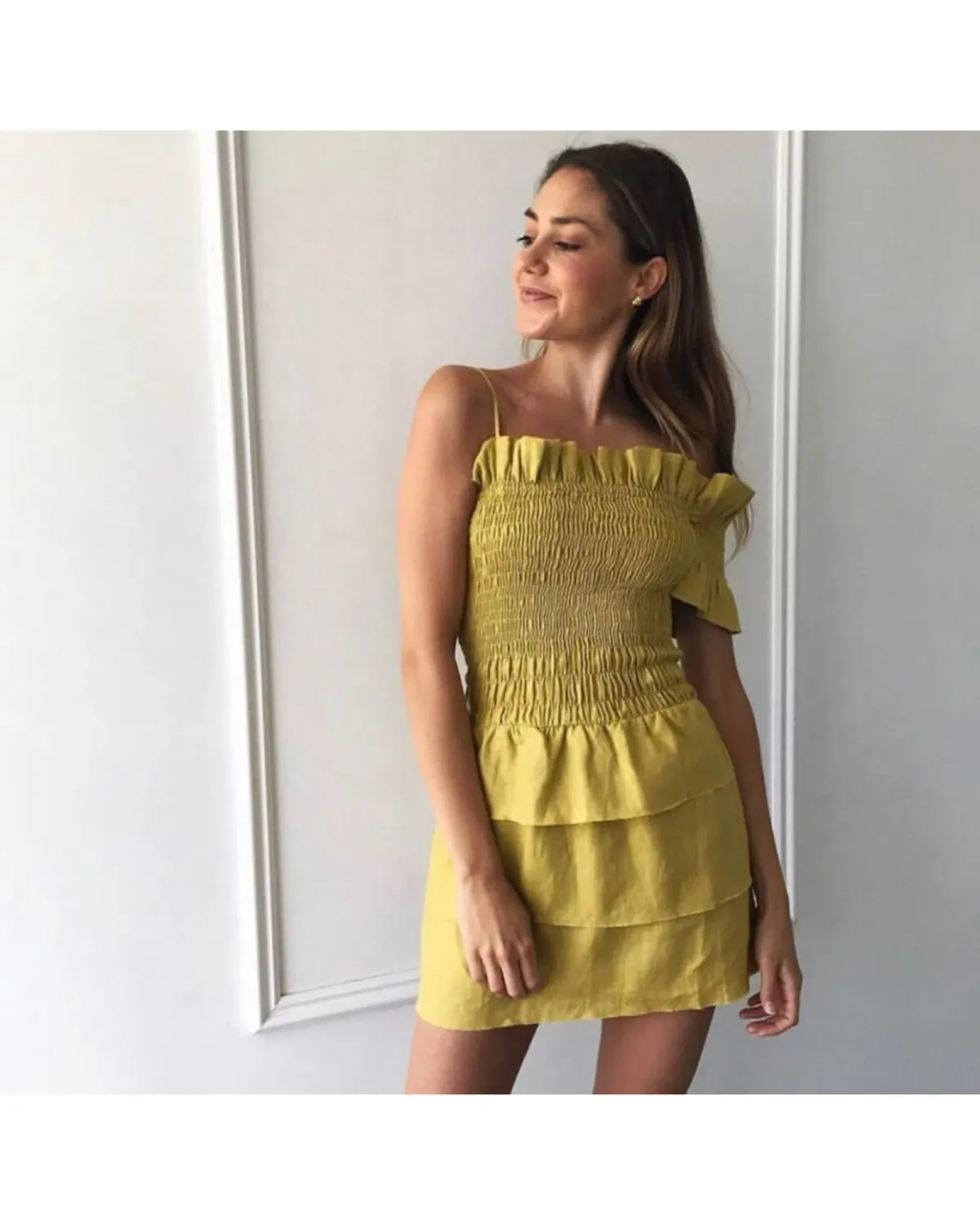 Sir The Label Marielle Ruched Dress Mustard Yellow Size AU 8 - Image 2