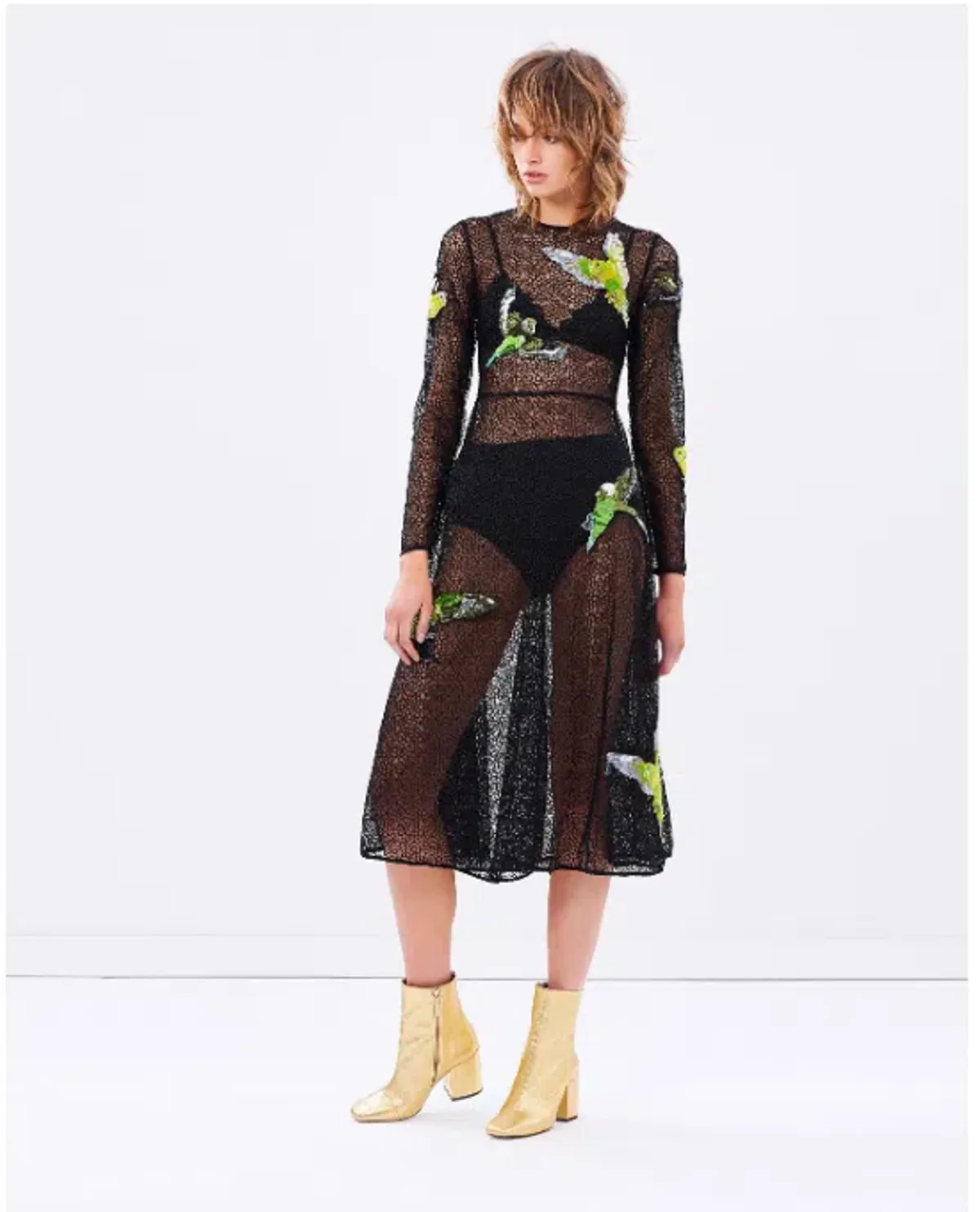 Romance Was Born Budgie Dress Black Green Sequin Size 10 - Image 1