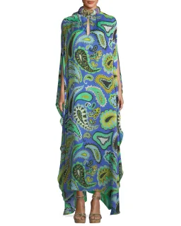 Emilio Pucci Paisley-Print Beaded-Collar Long Caftan Print Size IT42 for rent on The Volte - image 1