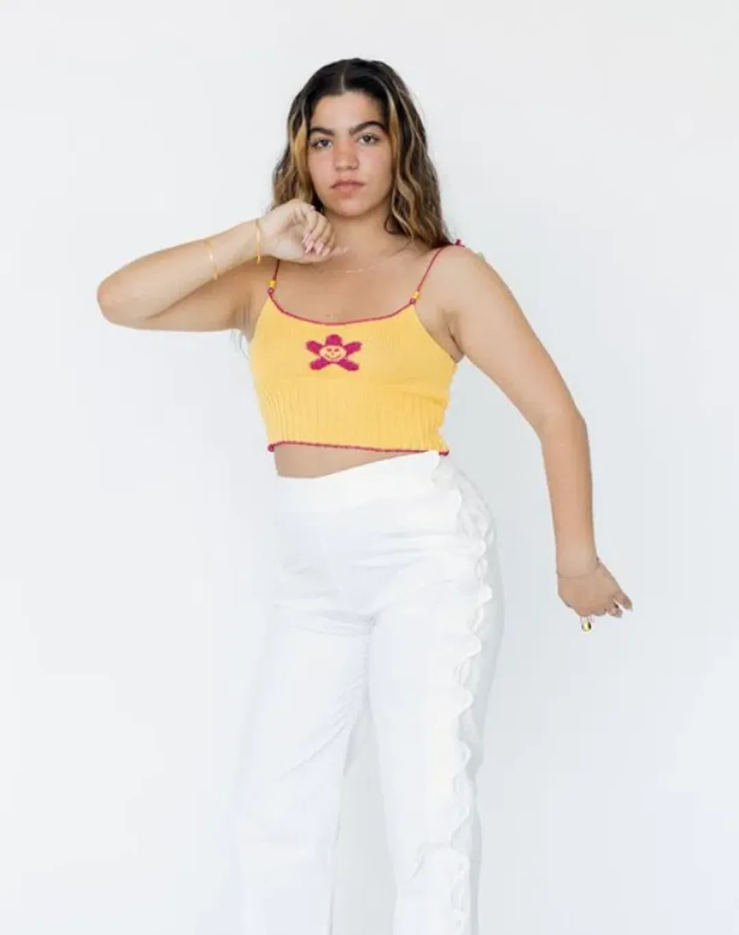 Stahl knit yellow daisy tank Top for rent on The Volte - main image