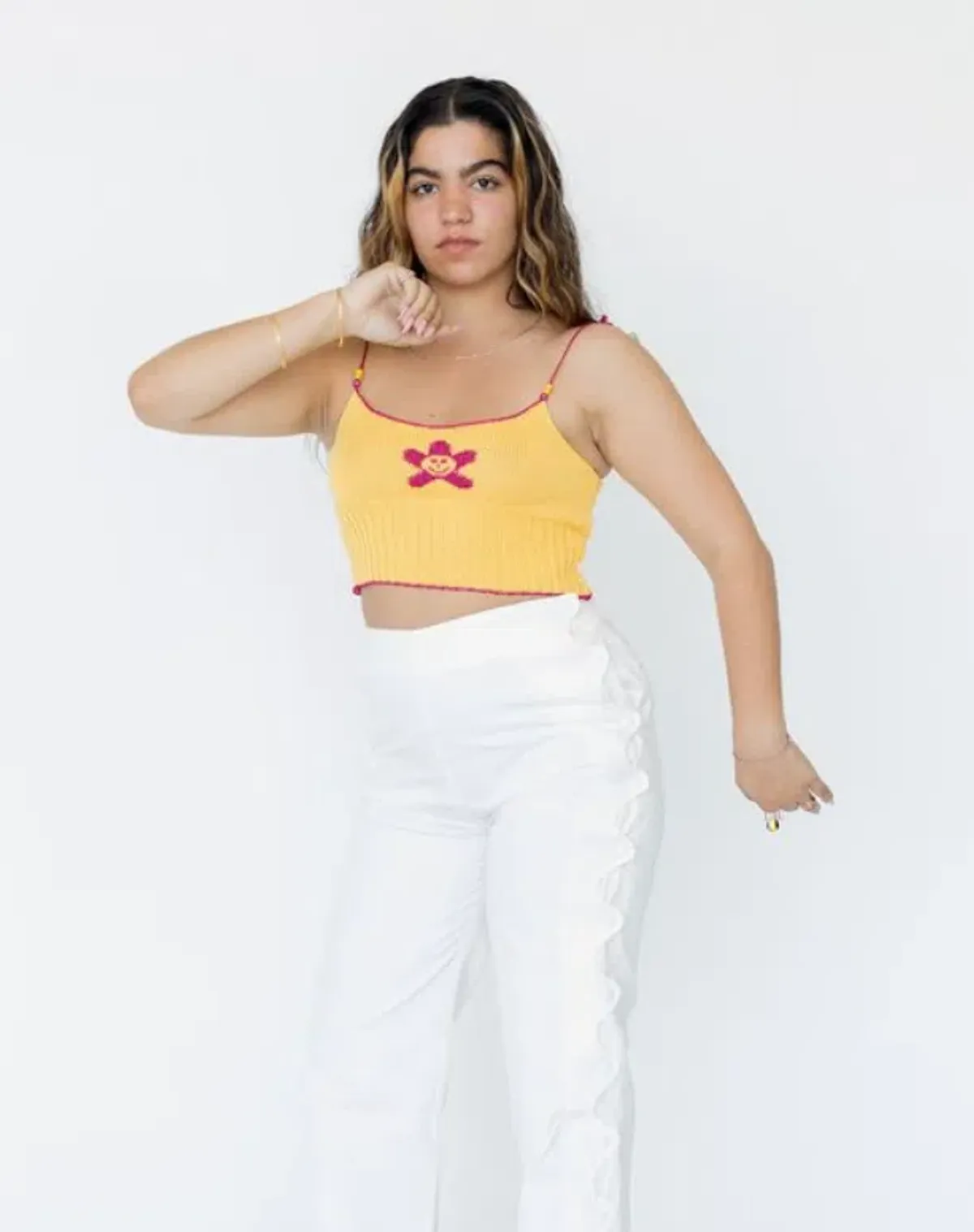 Stahl knit yellow daisy tank Top - Image 3