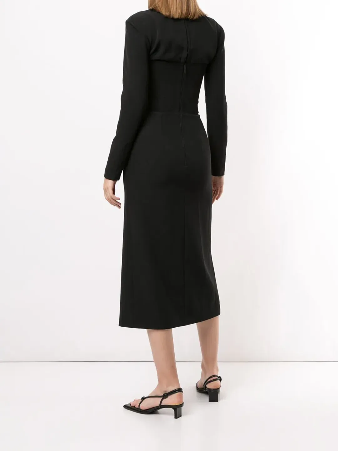 Dion Lee Front-Slit Midi Silk Dress Black Size 8 for rent on The Volte - main image