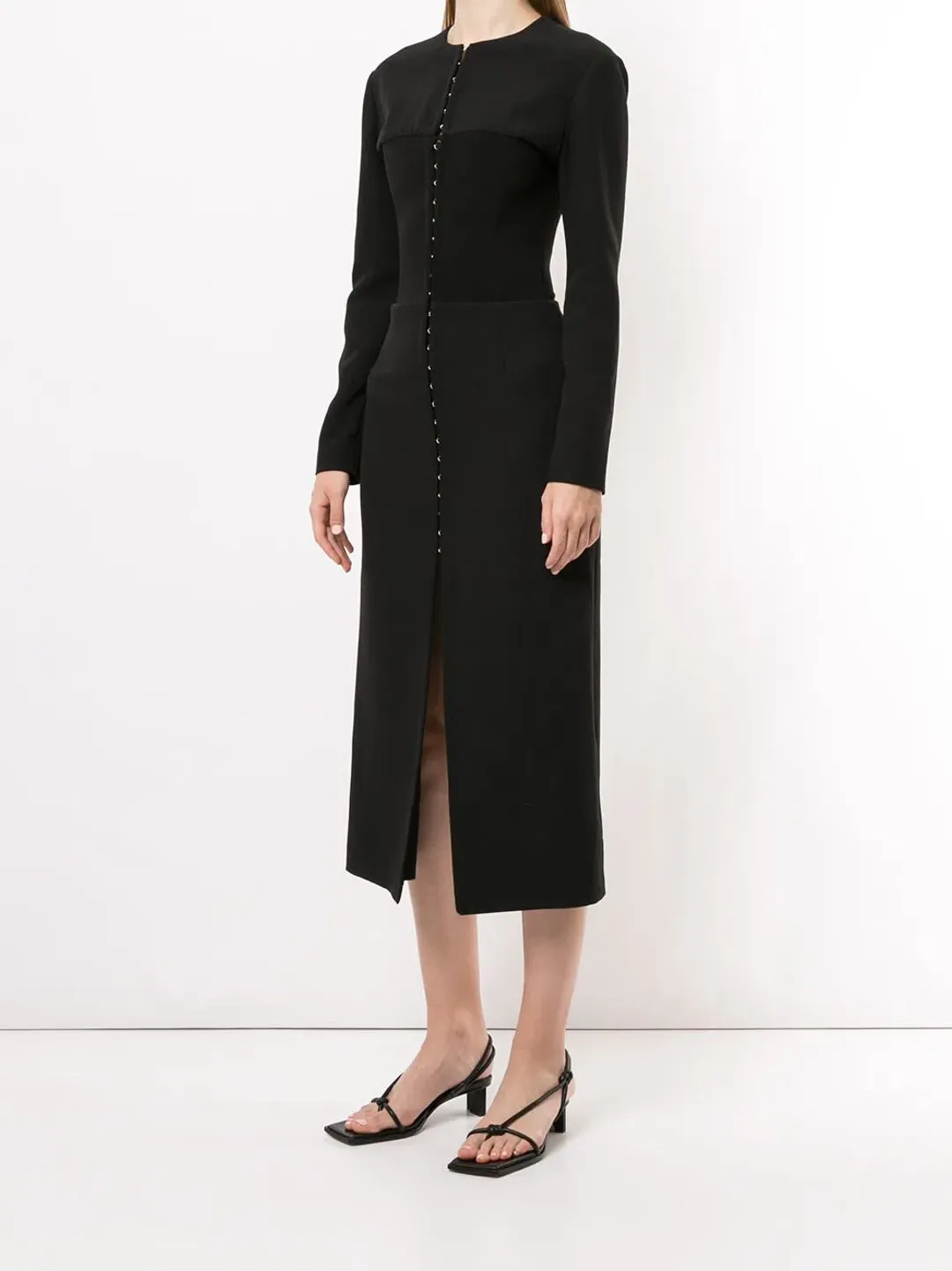 Dion Lee Front-Slit Midi Silk Dress Black Size 8 for rent on The Volte - main image