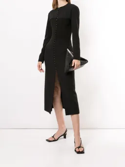 Dion Lee Front-Slit Midi Silk Dress Black Size 8 for rent on The Volte - image 1