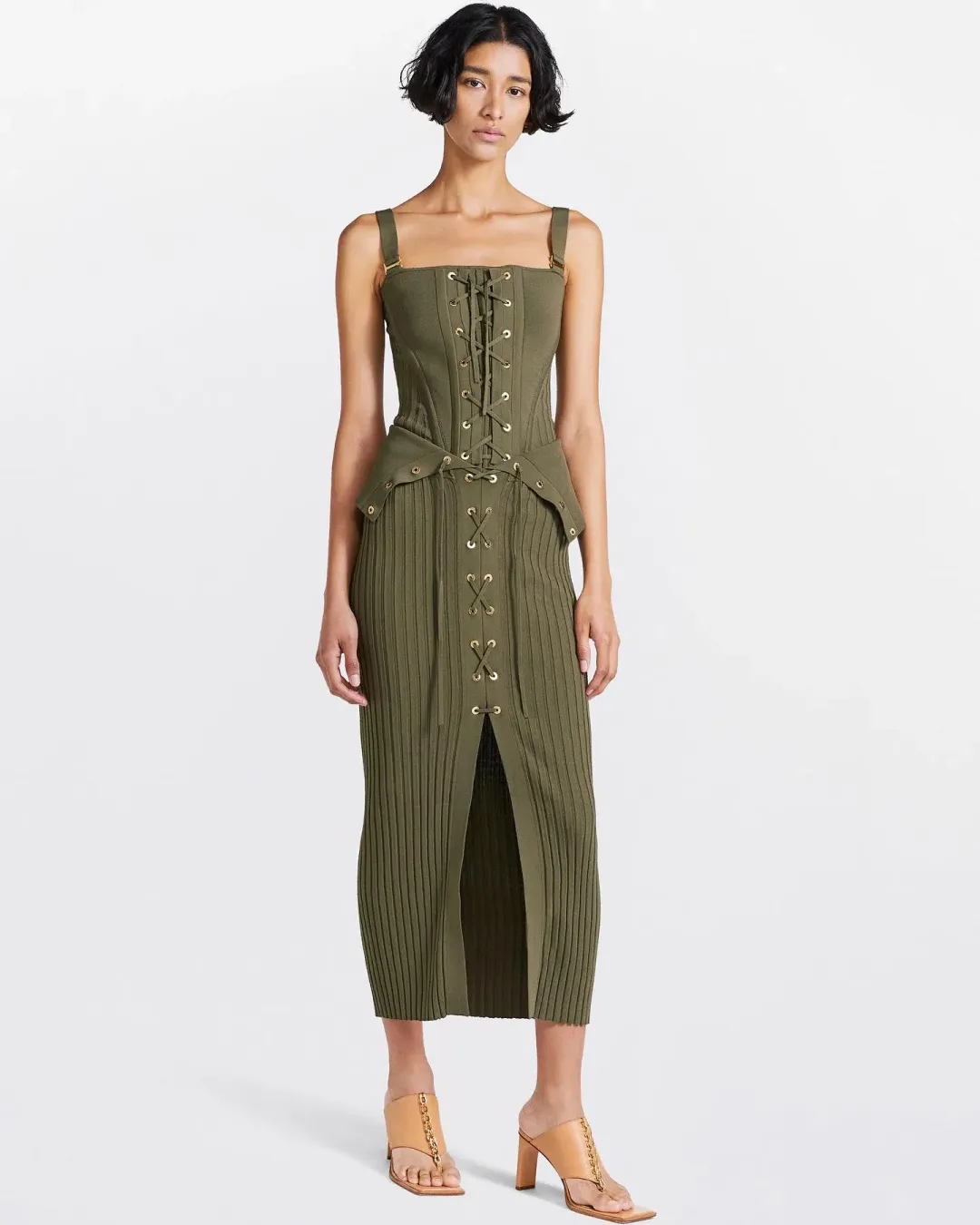 Dion Lee Lace up Eyelet Skirt Green Size 6 for rent on The Volte - main image