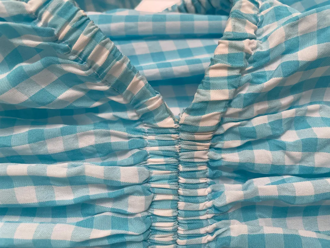 Scanlan Theodore Gingham Cutout Dress in Blue Size 8 for rent on The Volte - main image