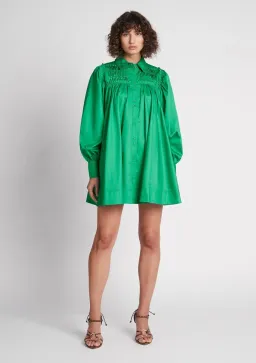 Aje Tidal Tucked Smock Mini Dress Green Size 10 for rent on The Volte - image 1