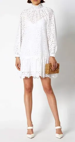 Scanlan Theodore Embroidered Cotton Mini Dress White Size 8 for rent on The Volte - image 5