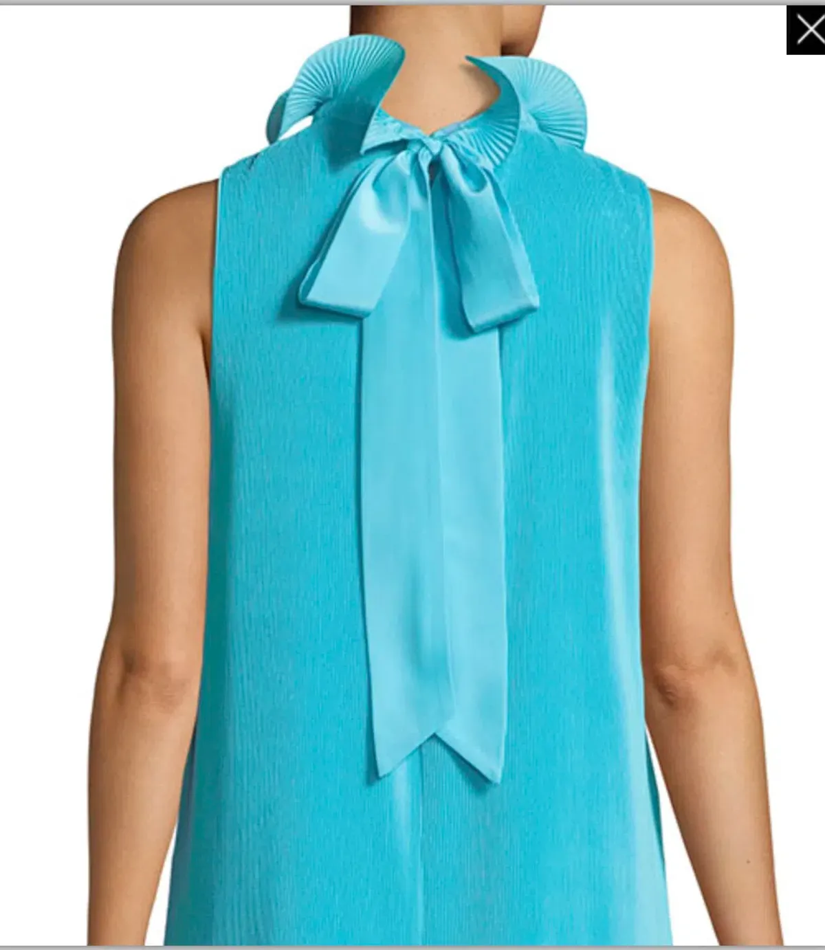 Tibi Camellia Pleated Colorblock Ruffle Dress Blue Size 4 - Image 3