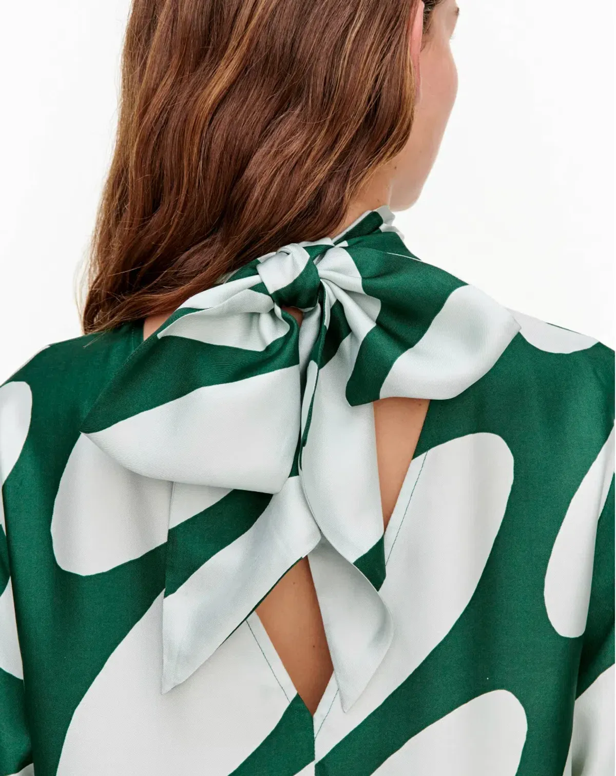 Marimekko Aatoilee Linsii Silk Dress Print Green Size AU 6 - Image 4