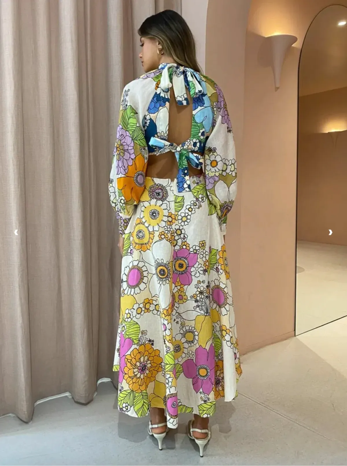 Alemais Farrah Cut Out Midi Dress Print Size 6 - Image 2