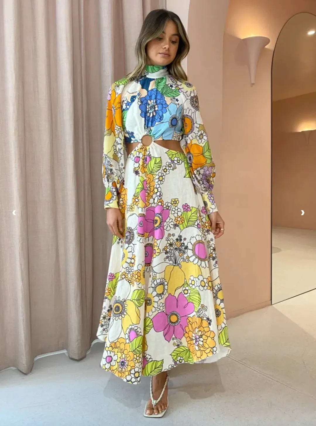 Alemais Farrah Cut Out Midi Dress Print Size 6 for rent on The Volte - main image