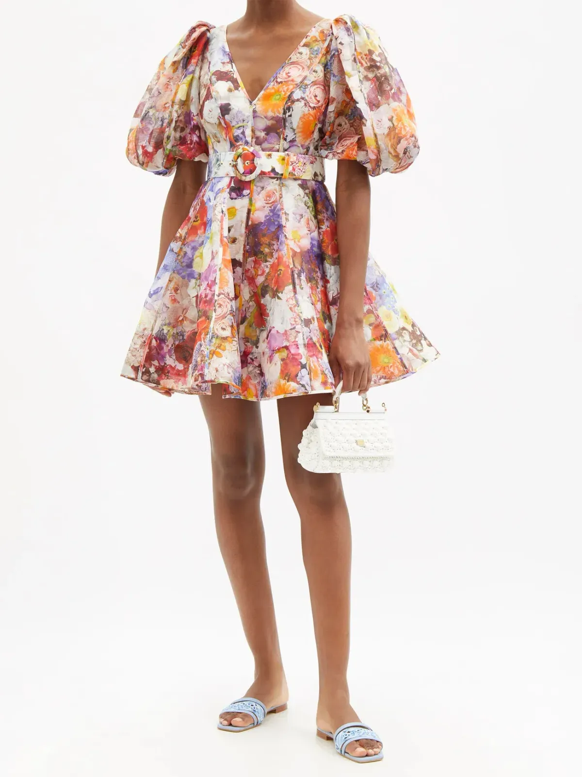 Zimmermann Prima Balloon Sleeve Floral Linen Dress Multi Floral Size 1 / Au 10 - Image 2