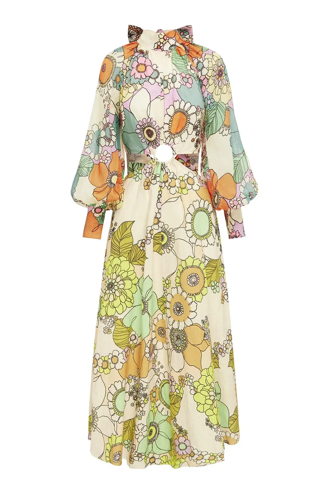 Alemais Farrah Cut Out Midi Dress Print Size 10 for rent on The Volte - main image