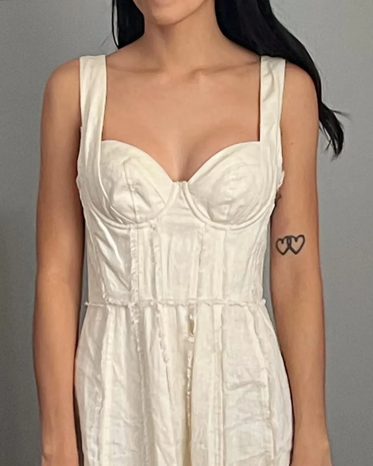 Auteur Studio Ruby Frayed Linen Dress Cream Size XS - Image 2