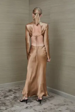 Bec & Bridge Aubrey Long Sleeve Maxi Dress Gold Size 10 for rent on The Volte - image 3