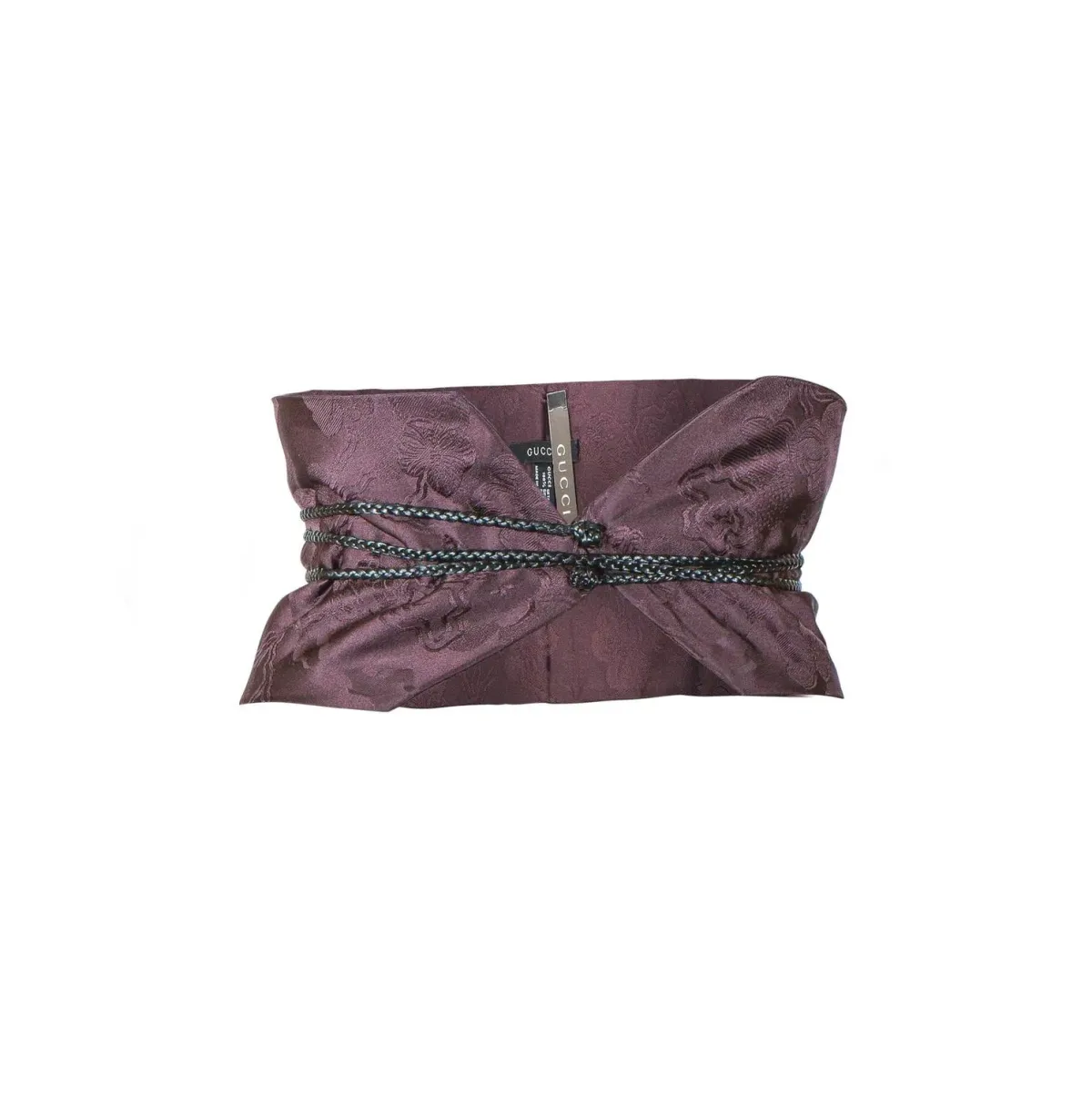 Tom Ford for Gucci Fall 2002 Brown Silk Obi Belt with Leather Strap for rent on The Volte - main image