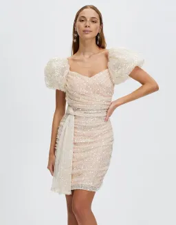 Bariano Powder Puff Sleeve Mini Dress Sequin Size 8 for rent on The Volte - image 1