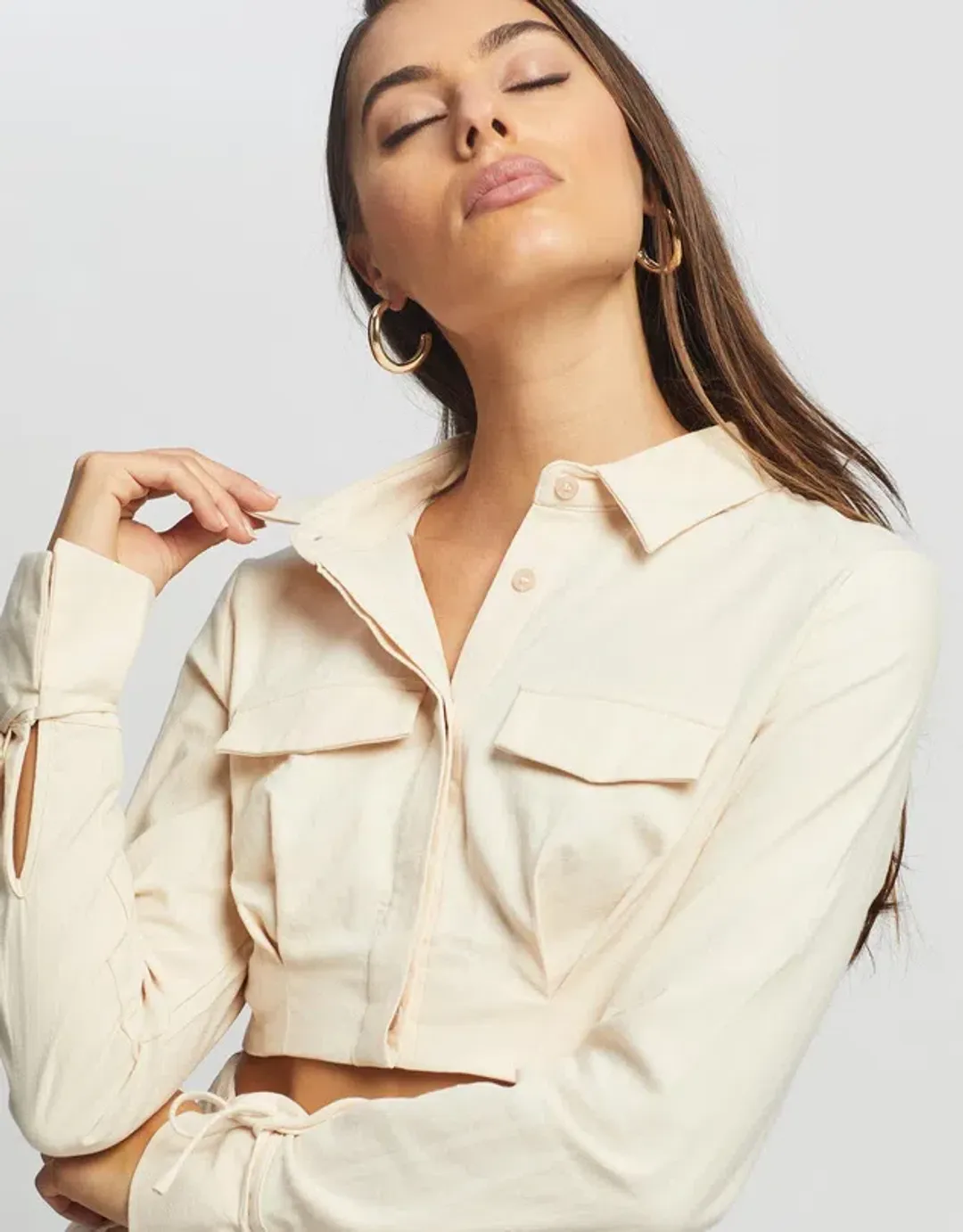 Sovere Revere Crop Shirt and Skirt Set Parchment Size 10 for rent on The Volte - main image