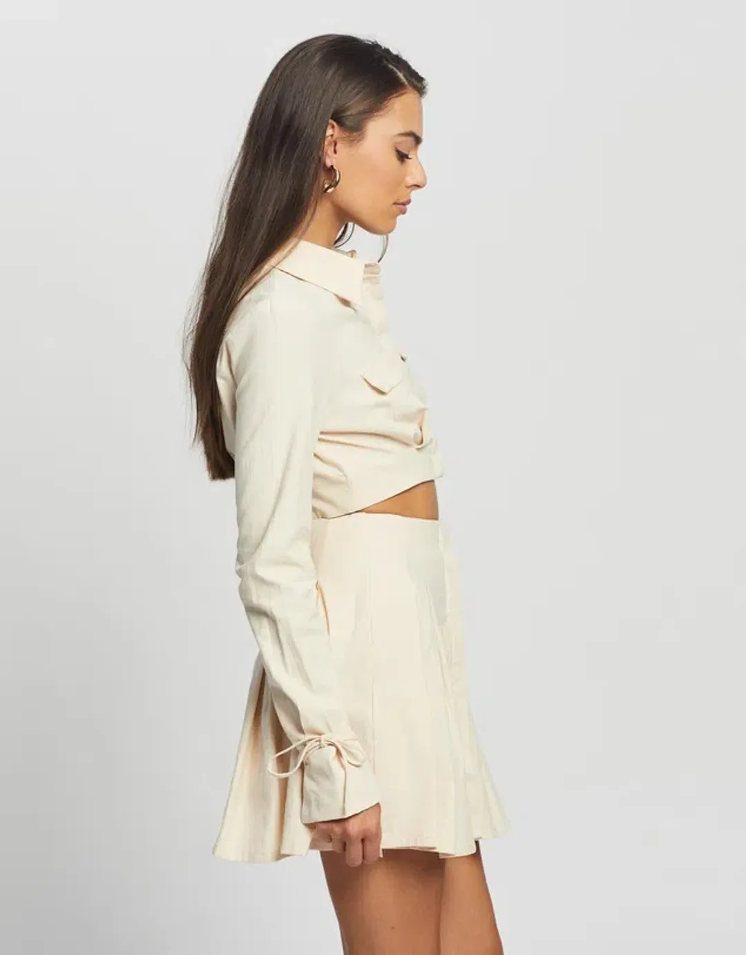 Sovere Revere Crop Shirt and Skirt Set Parchment Size 10 for rent on The Volte - main image