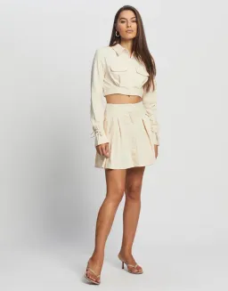 Sovere Revere Crop Shirt and Skirt Set Parchment Size 10 for rent on The Volte - image 1