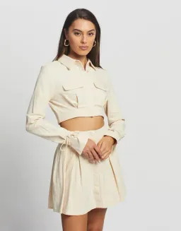 Sovere Revere Crop Shirt and Skirt Set Parchment Size 10 for rent on The Volte - image 2